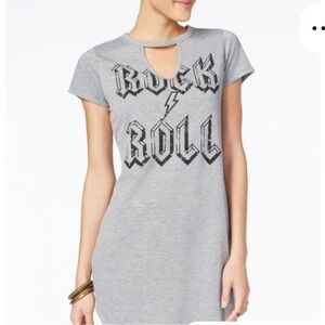 Gray Rock & Roll Graphic T-Shirt Dress